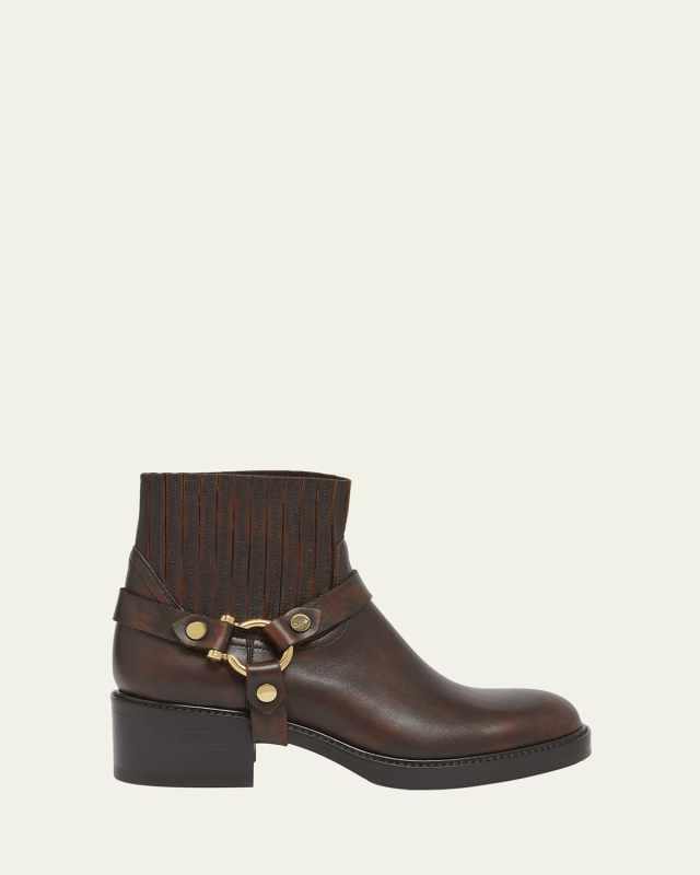 Dakota Leather Harness Moto Ankle Booties